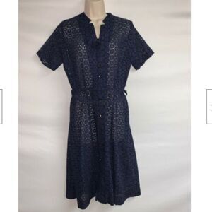 Vintage Quaker Lady Womens Dress Navy